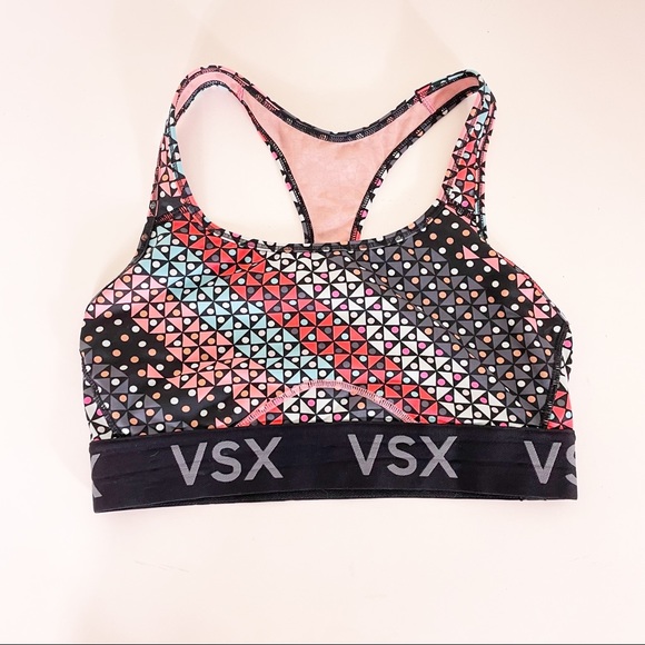 Victoria's Secret Other - Victoria’s Secret VSX Grey & Pink Patterned Racerback Sports Bra